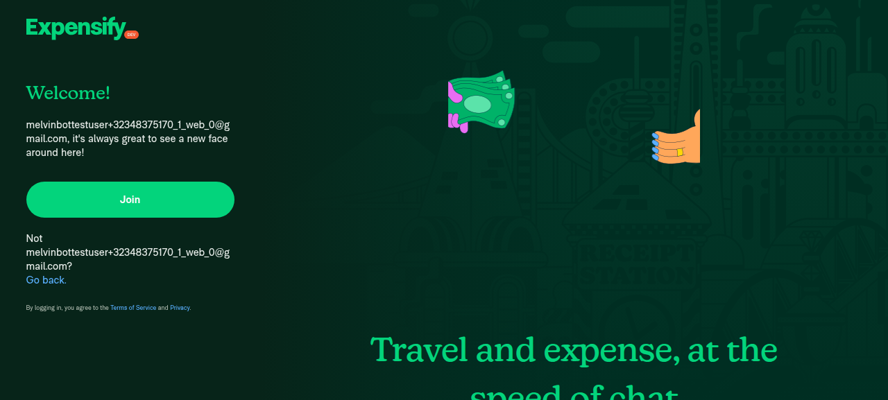 Unauthenticated Welcome/Join screen shown instead of Home on the prestarted web session