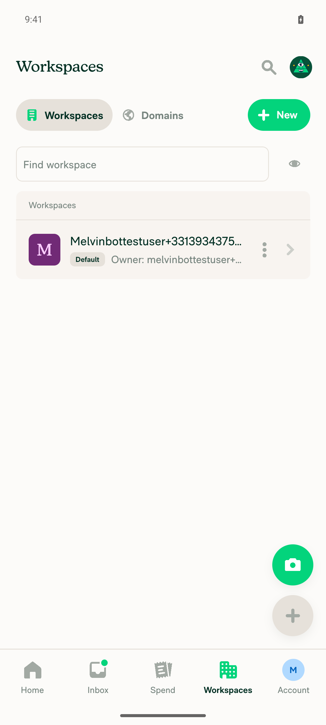 Workspaces list screen
