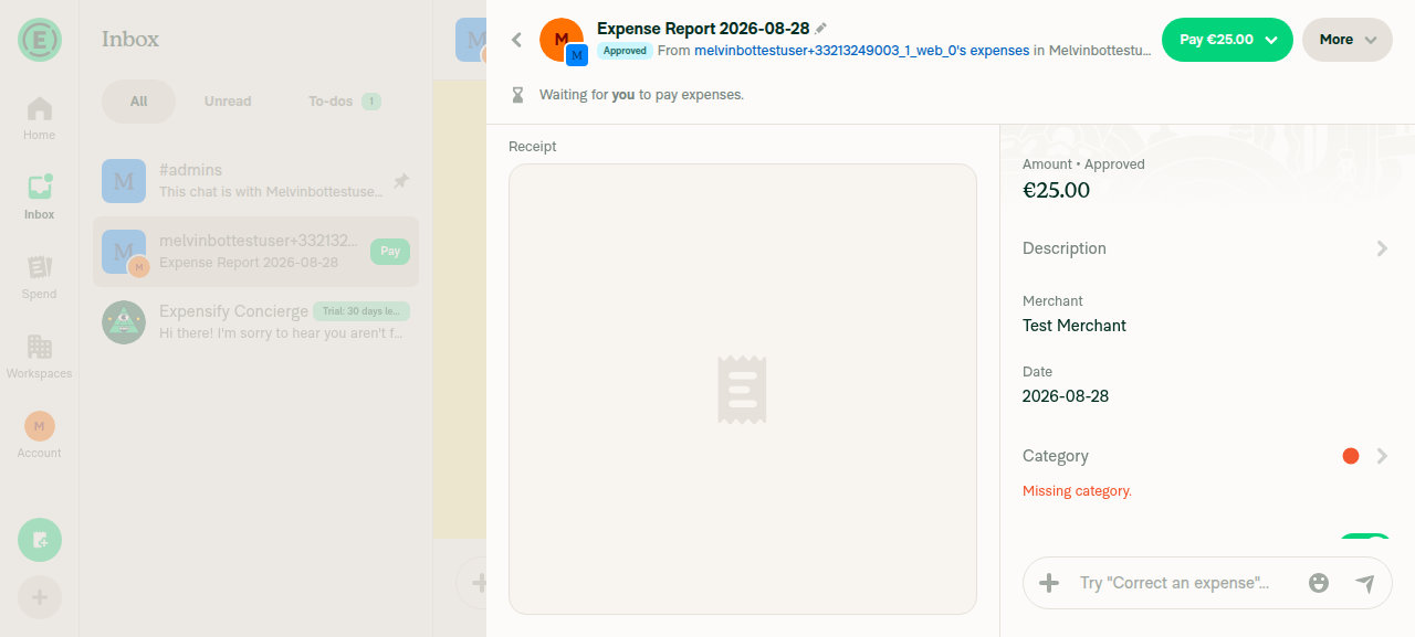 Report header showing a single Pay button with no dropdown segment