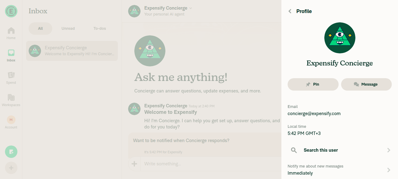 Profile page showing Search this user menu item