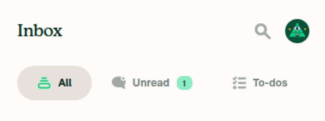 Zoomed crop of Inbox tab row showing icons