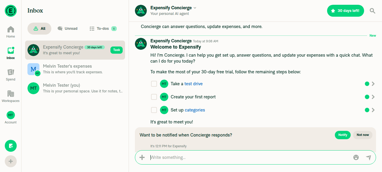 Concierge DM chat after Add attachment, with no file selected