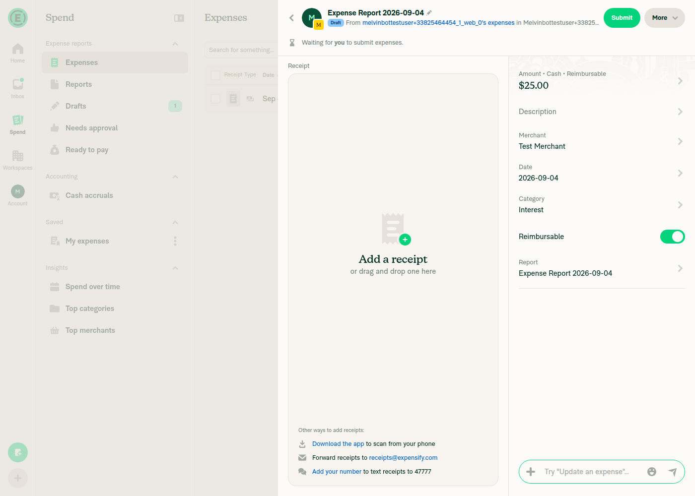 Reimbursable toggle row