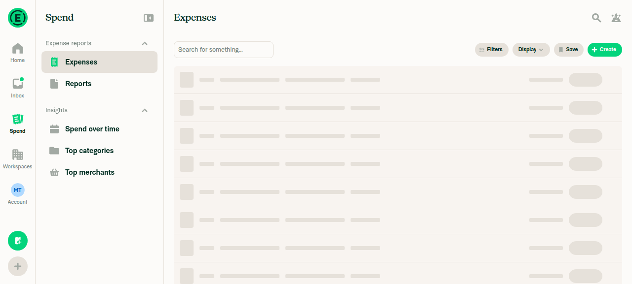 Expenses list loaded online