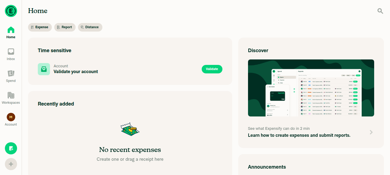 Home screen showing Recently added section with empty state
