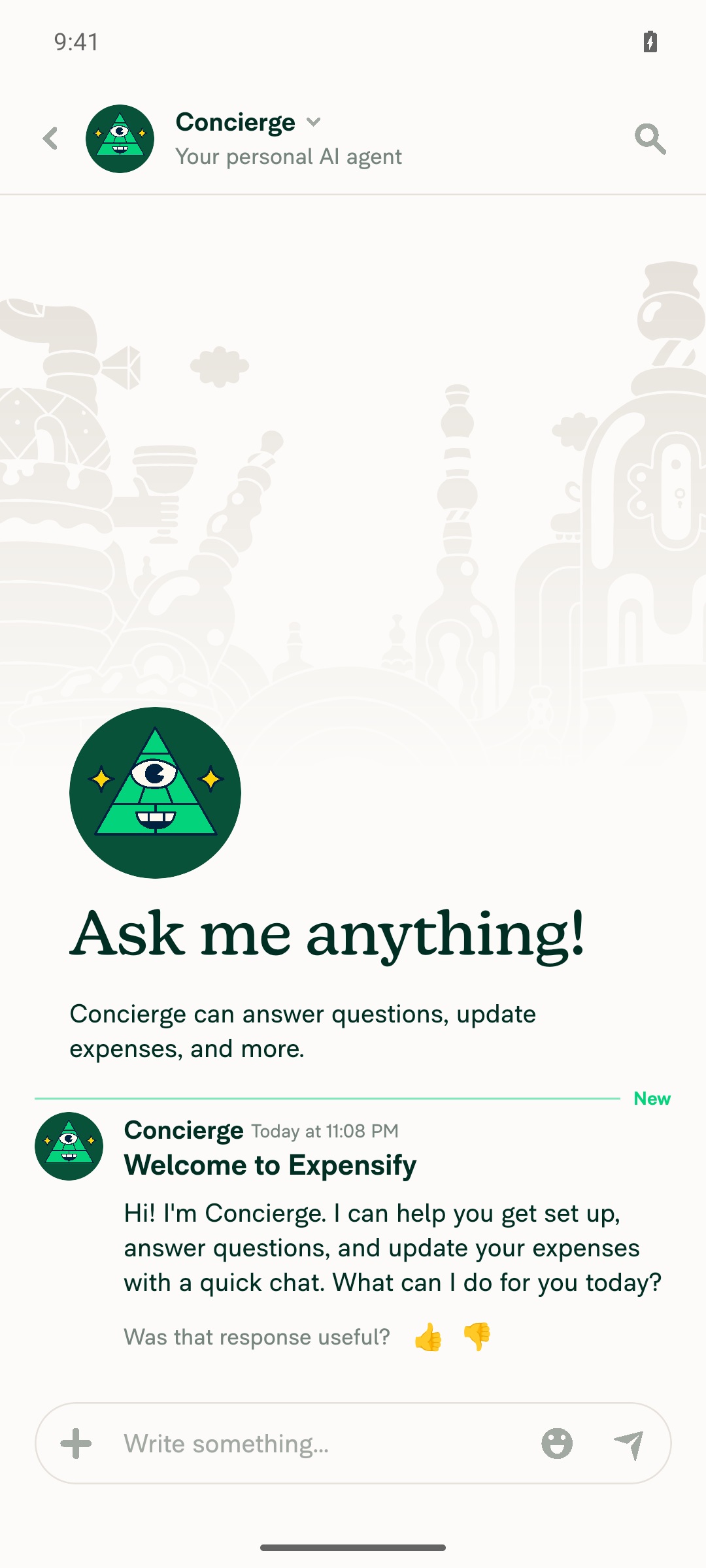 Concierge chat open and loaded normally