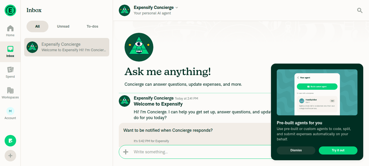 Inbox LHN with Concierge report