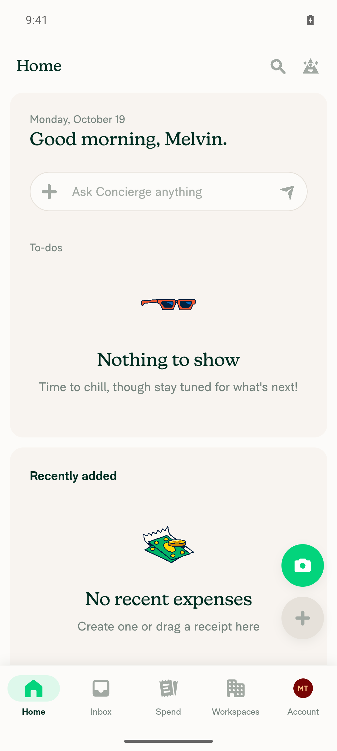 Inbox loaded after sign-in and onboarding