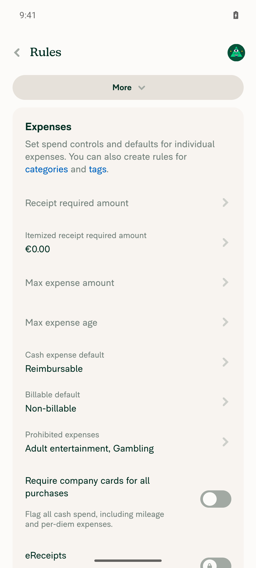 Itemized receipt required amount saved and displayed as 0.00