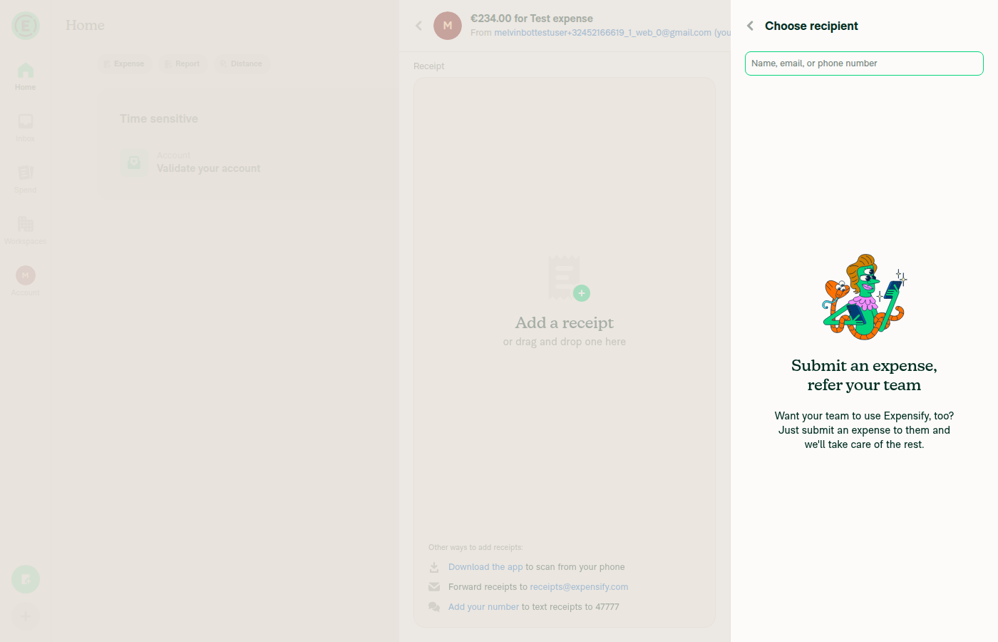Choose recipient list after clicking Send to someone