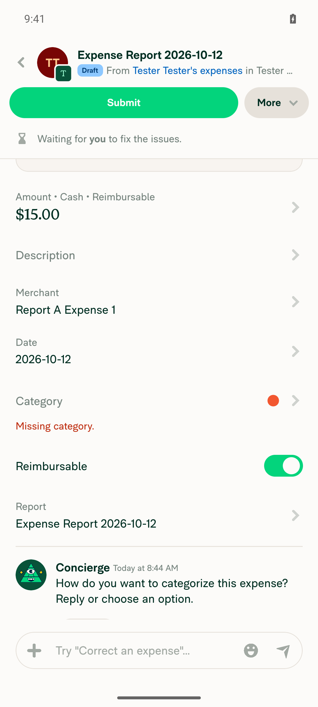 Report A single-expense view
