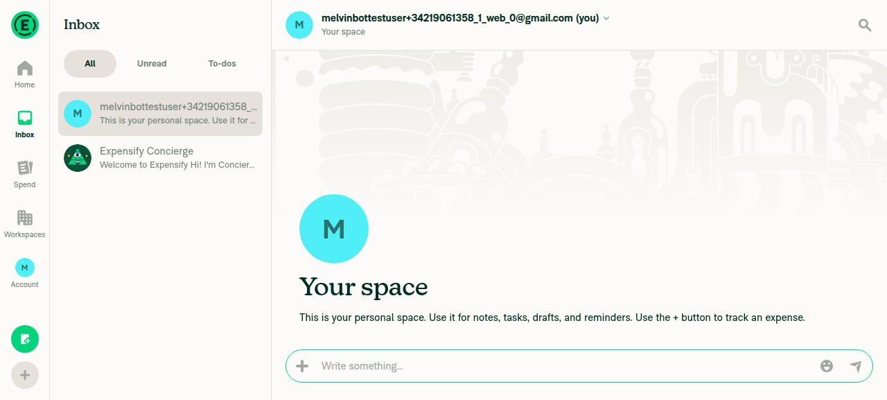 Self DM ('Your space') opened
