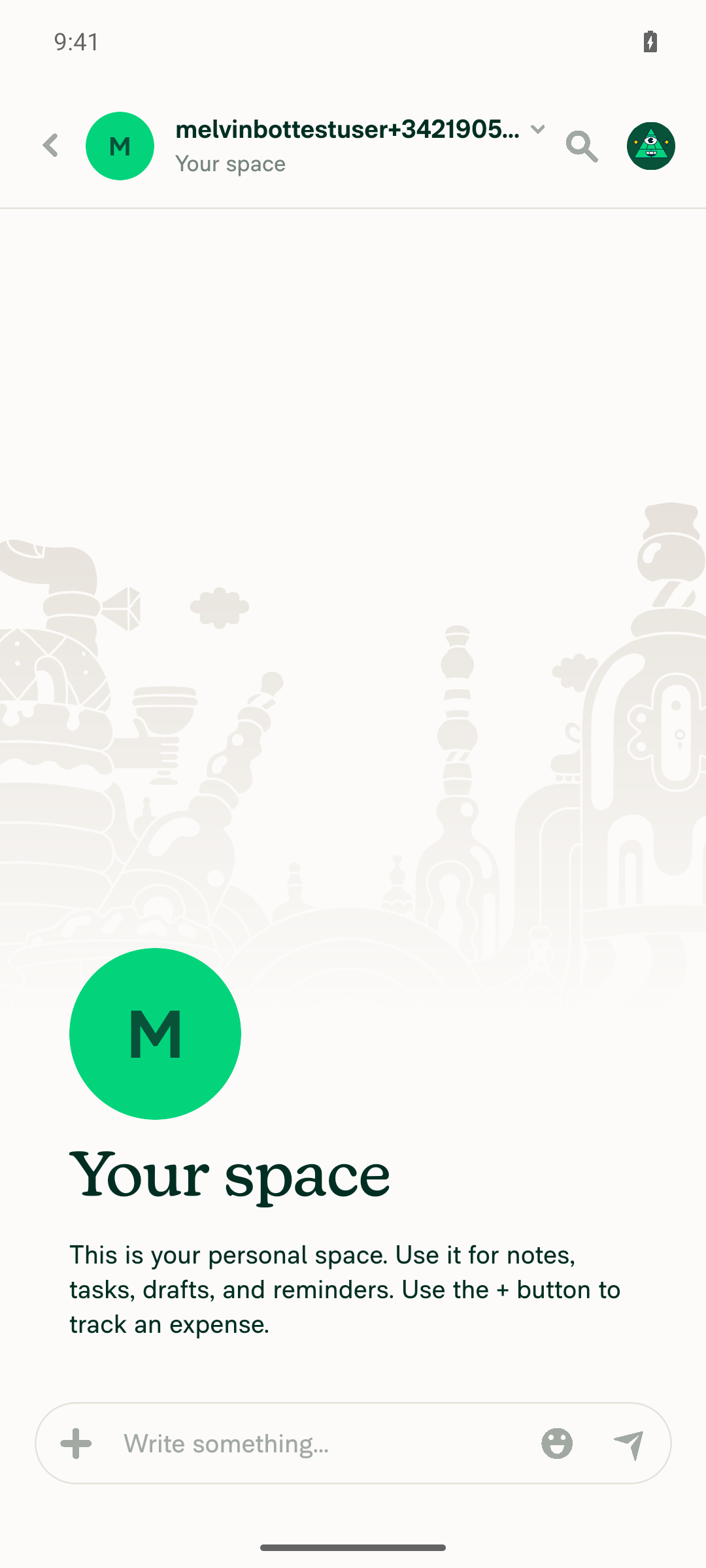 Self DM ('Your space') opened