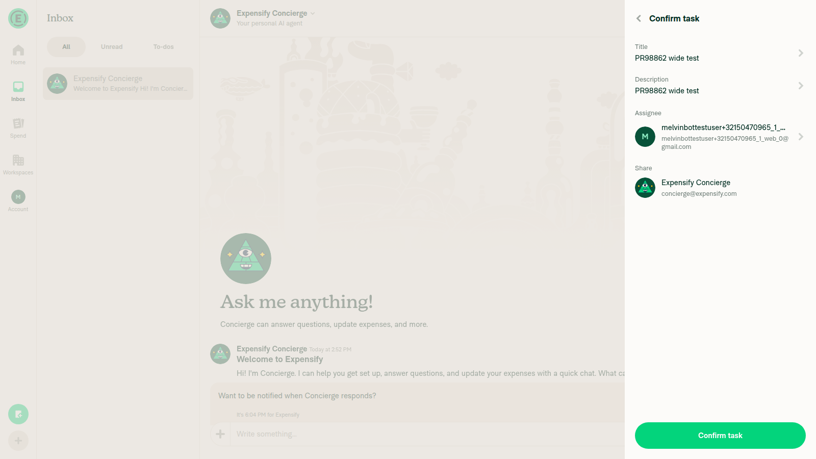 New Task confirm page: migrated Assignee and Share rows