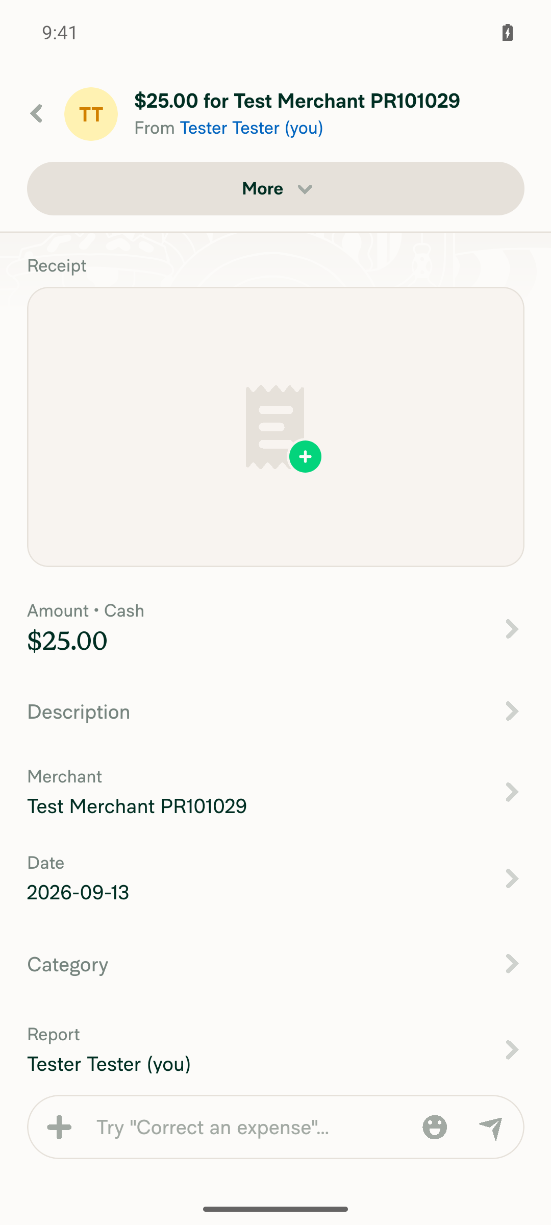Manual track expense created in self-DM