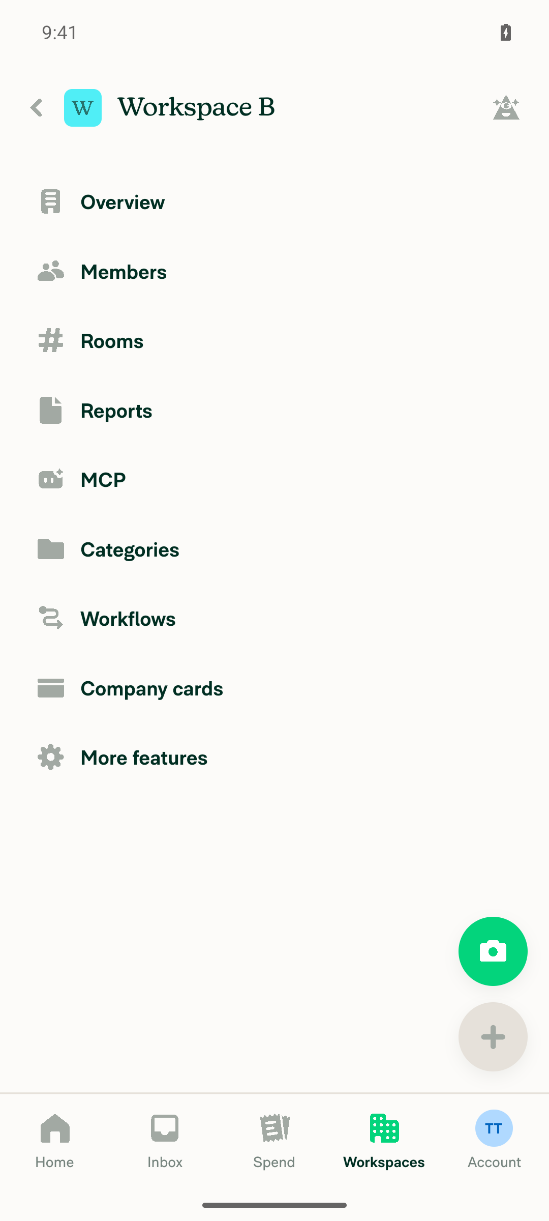 Workspace B settings page confirming workspace exists