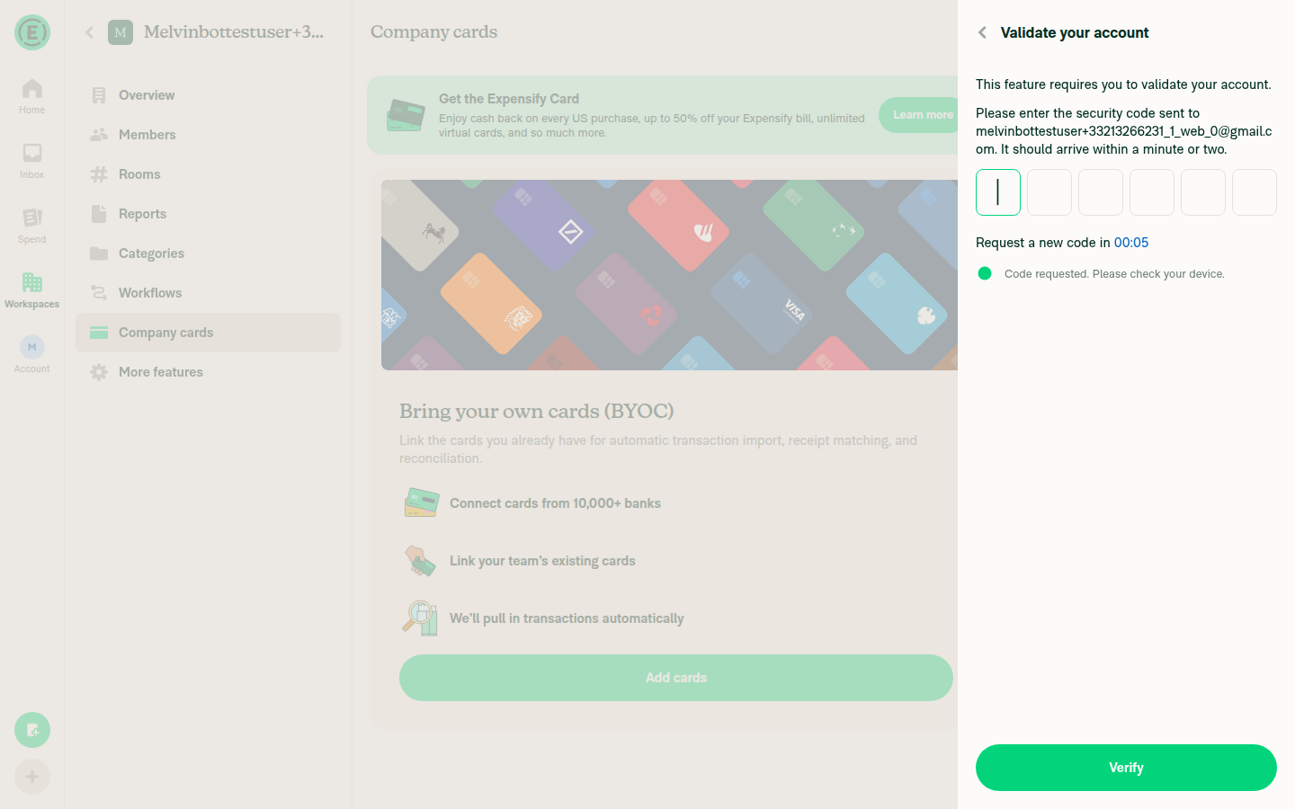 Validate your account magic-code screen blocking further progress into the CSV import flow