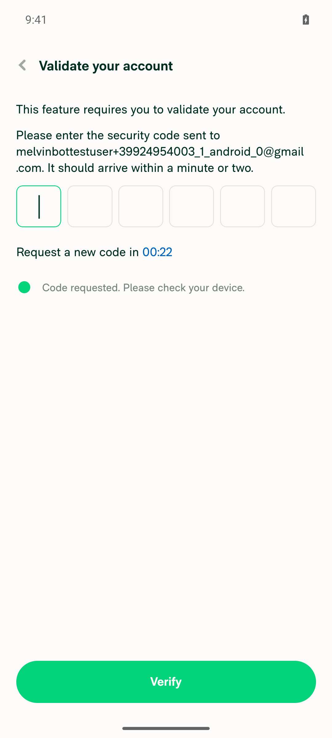 Validate your account magic-code screen blocking Add bank account