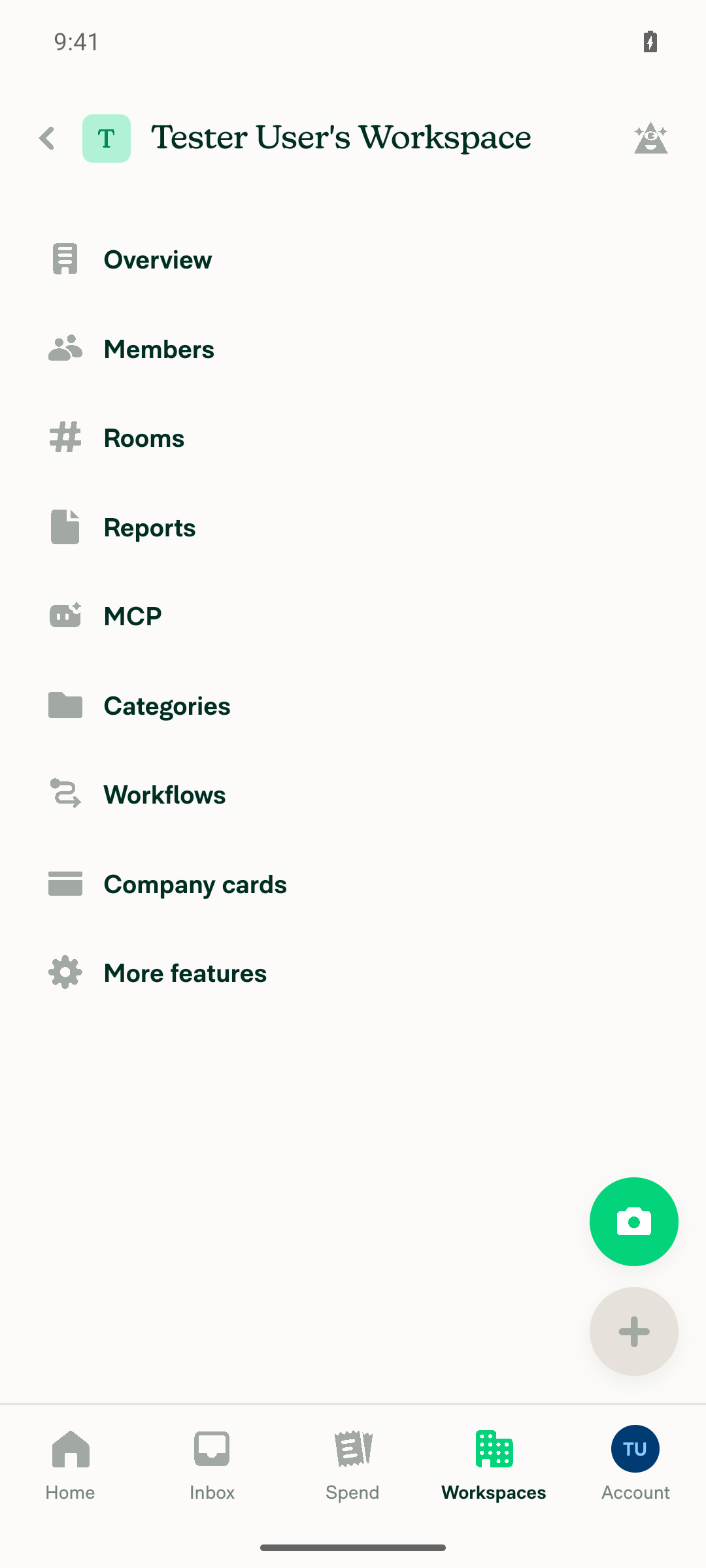 Workspace settings page after creating a new workspace
