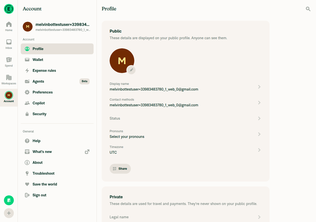 Account settings menu list with grey supporting text under each menu item