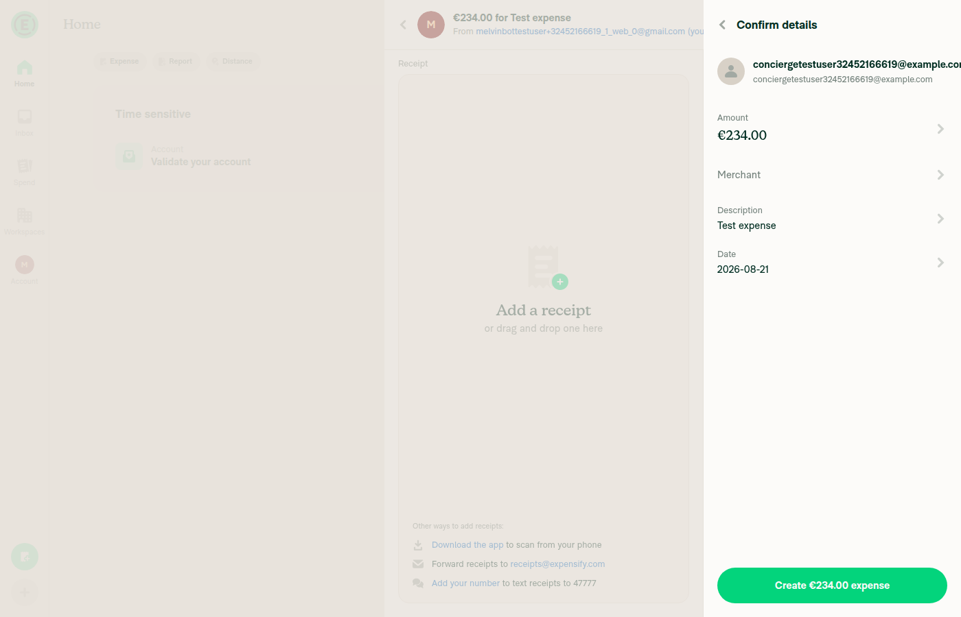 Confirm details page after selecting a recipient