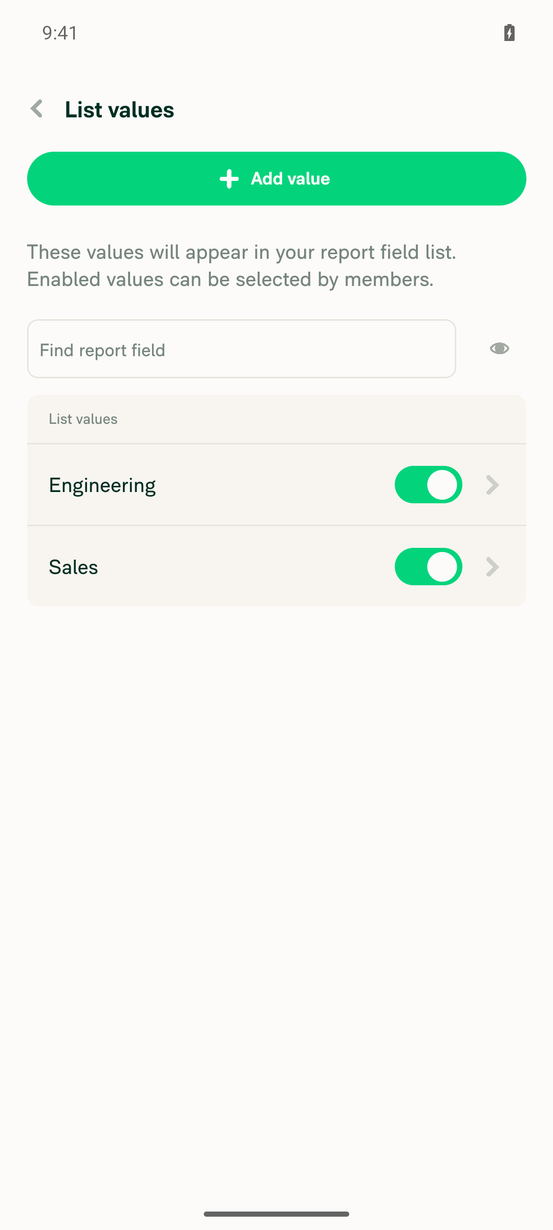 Sales and Engineering values both Enabled
