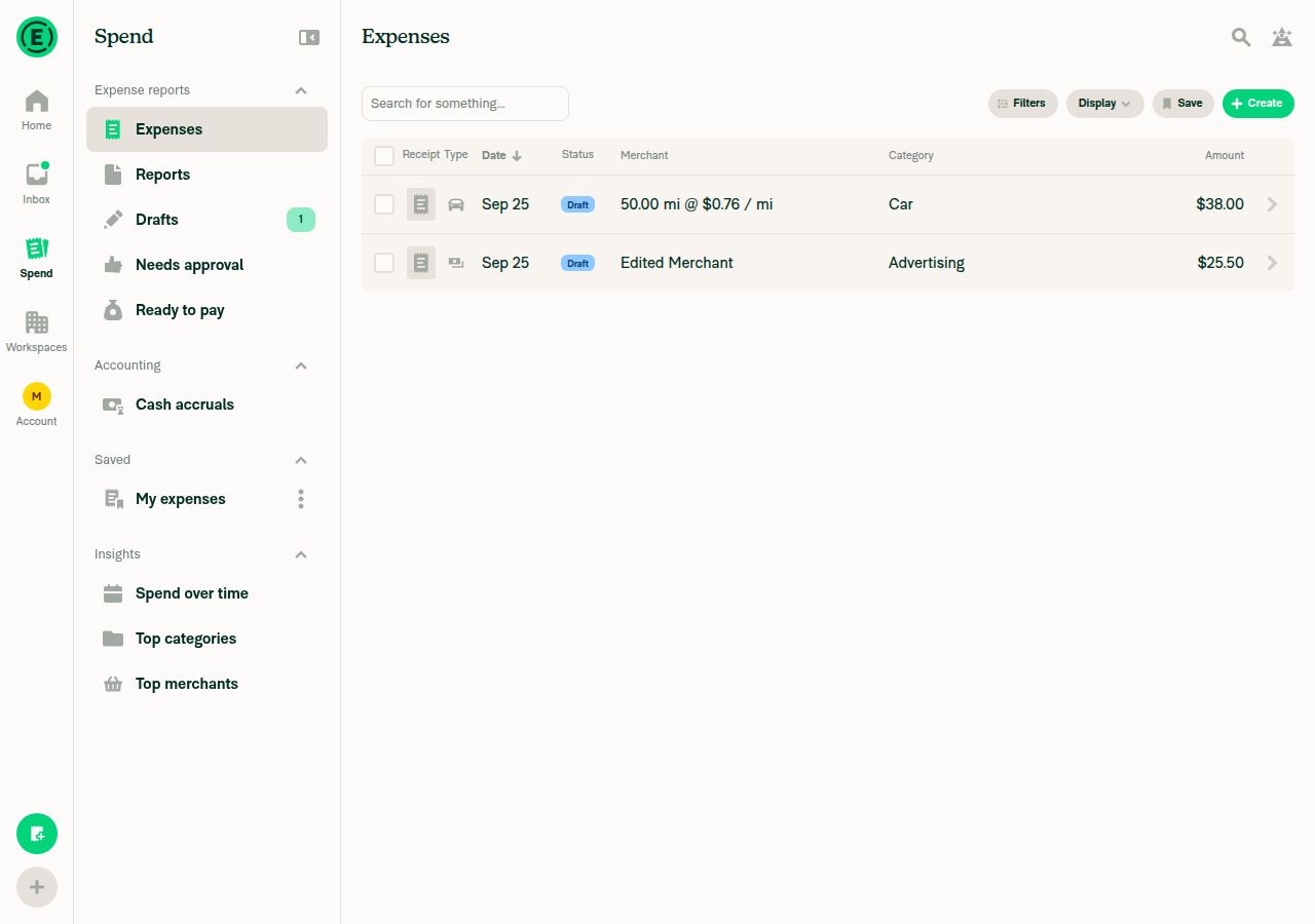 Distance expense created