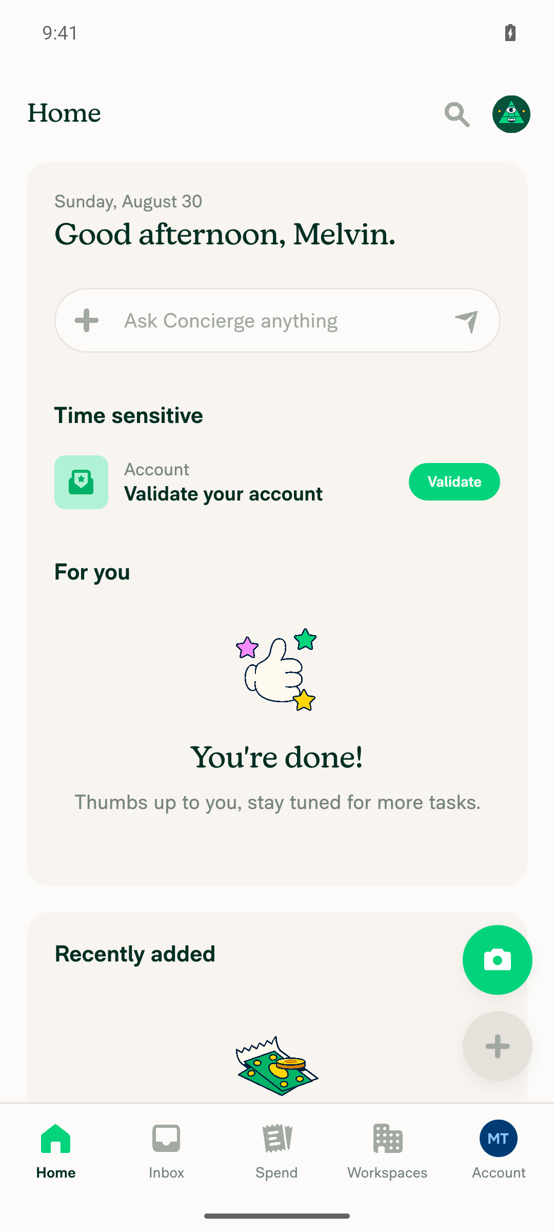 Home screen going straight from "For you" to "Recently added" with no Getting started section