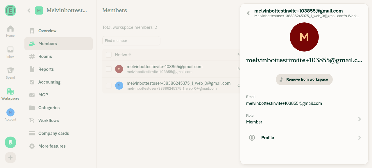 Member details page for newly invited user