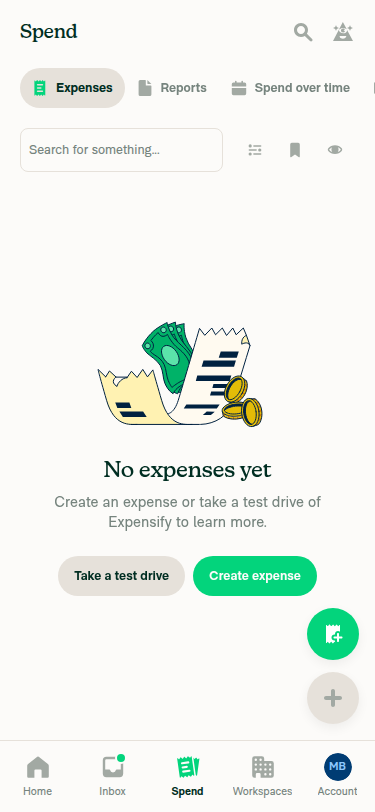 Header reads Spend with Expenses tab active