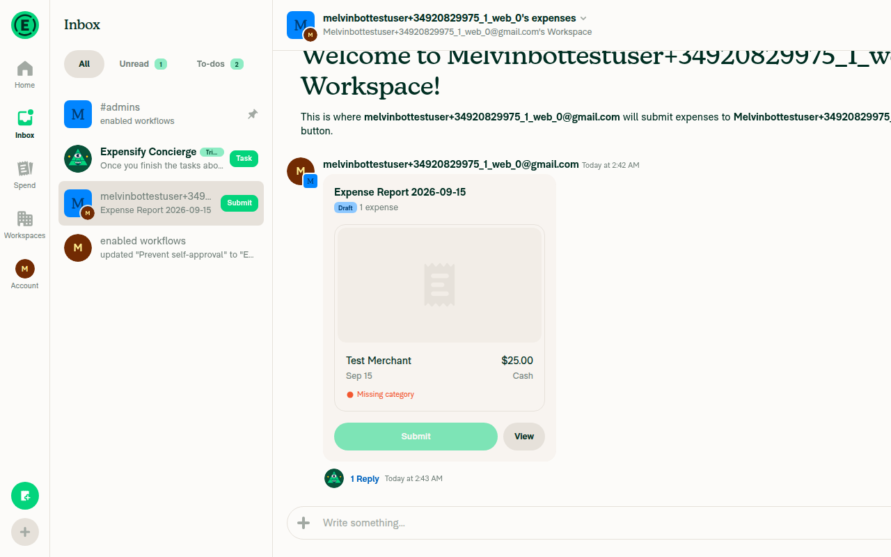 Report preview card created in workspace chat