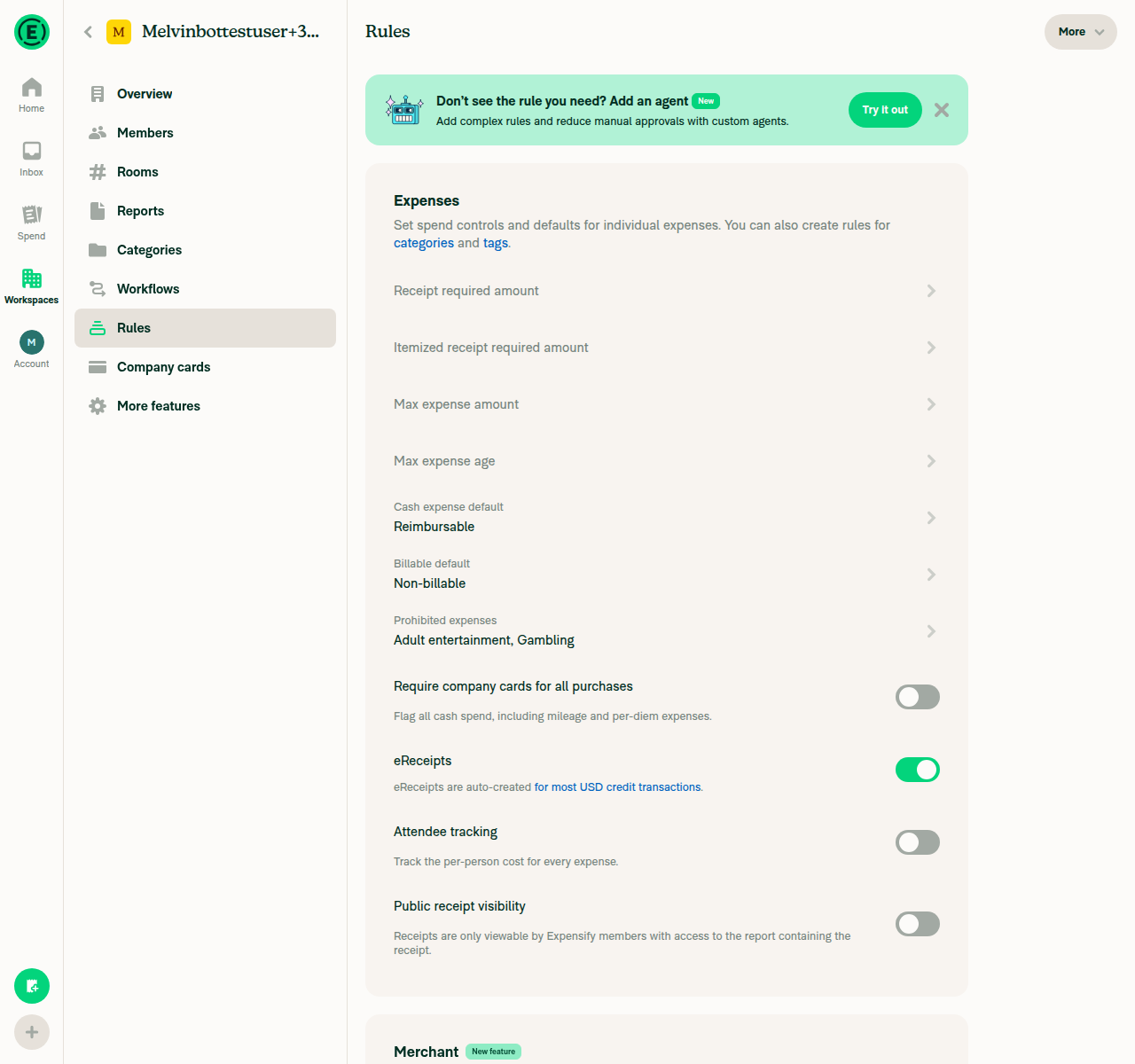 Control-plan Rules page showing Attendee tracking toggle