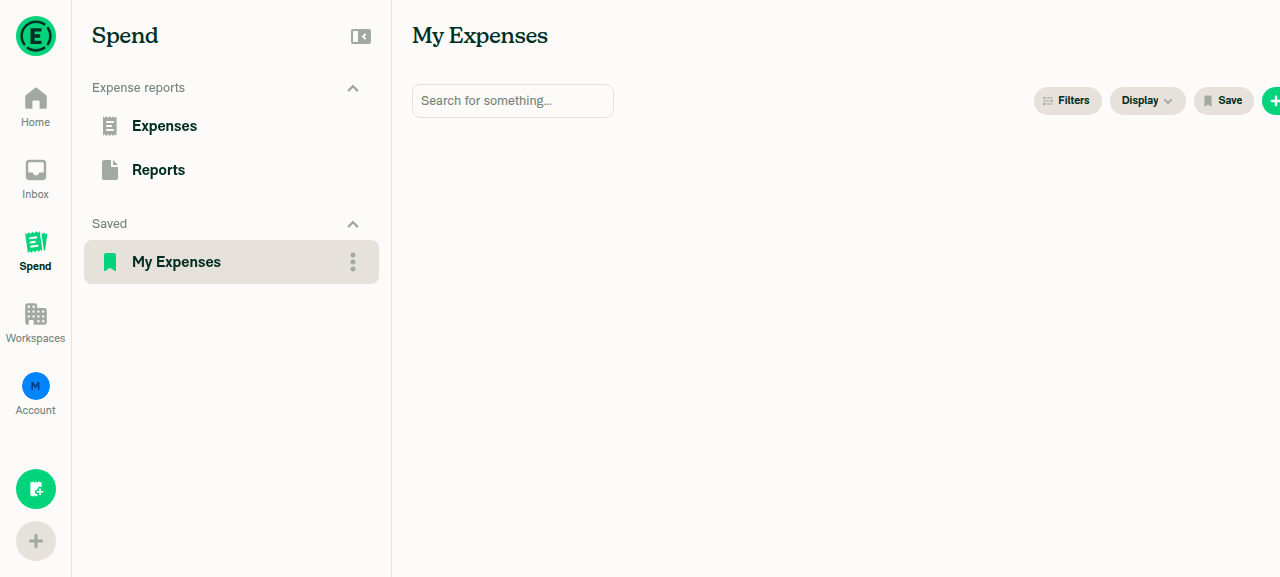 Sidebar showing new 'My Expenses' saved view after successful save