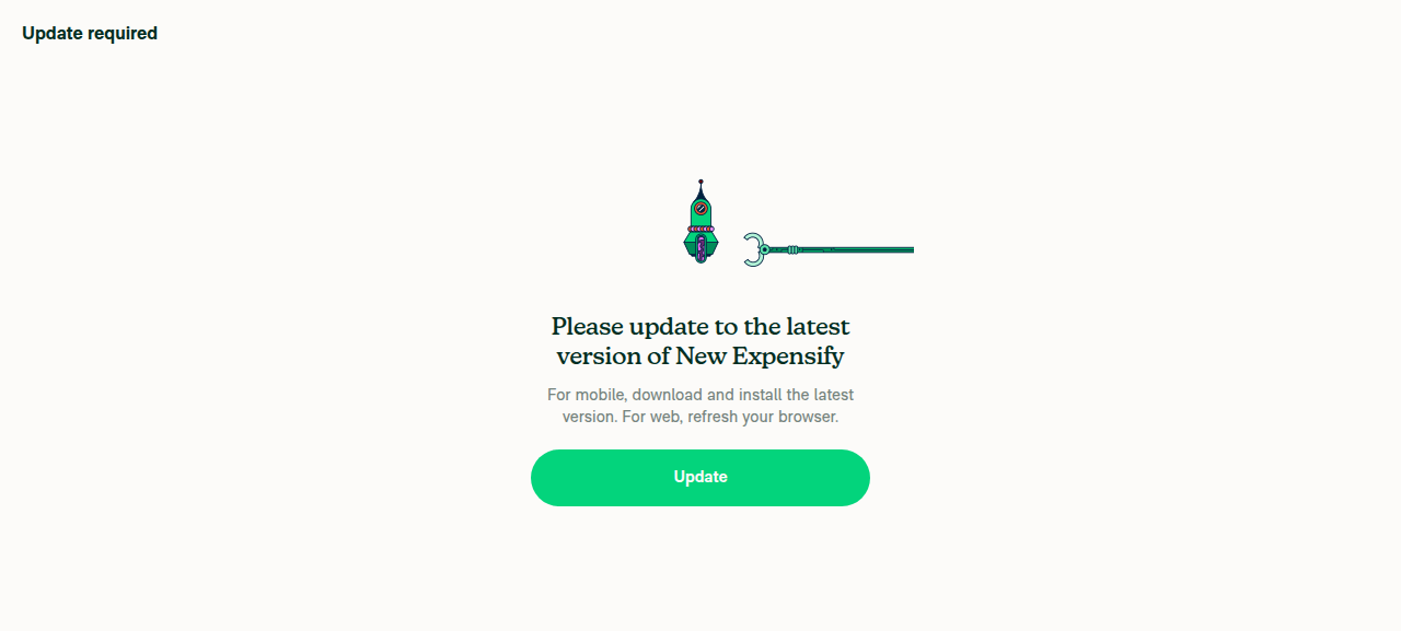 Update required screen blocking sign-in after submitting the email