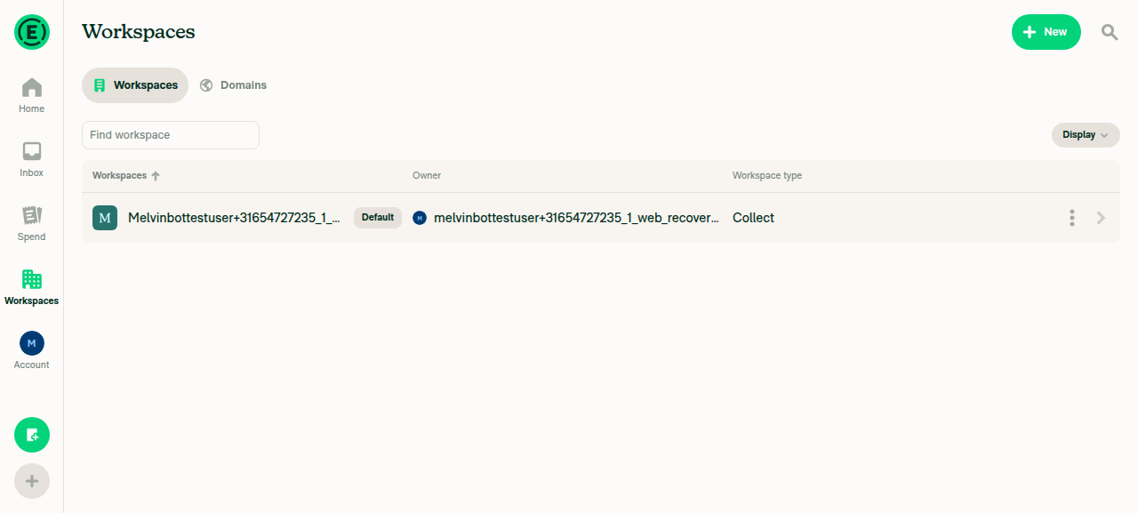Workspaces list, 3-dot button visible