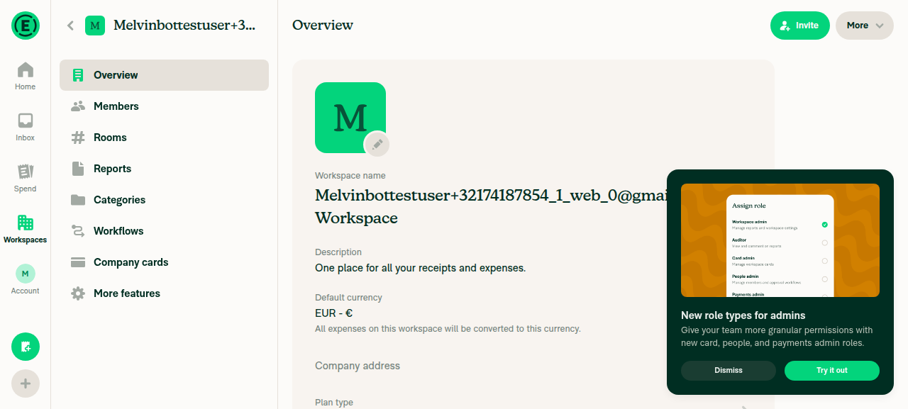 Workspace Overview interactive after select then Back