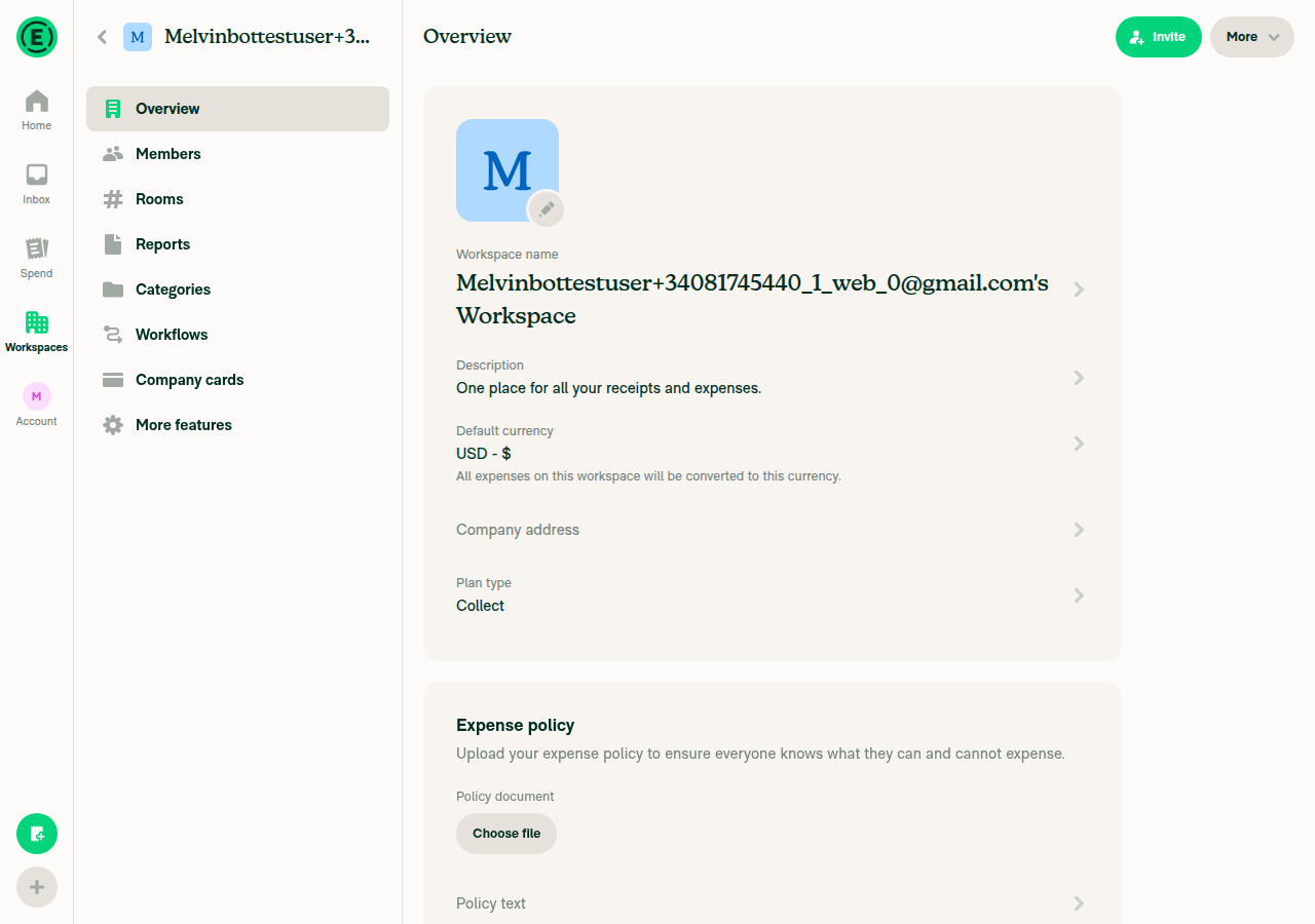 Workspace Overview menu items with wrapped workspace name and description-only row
