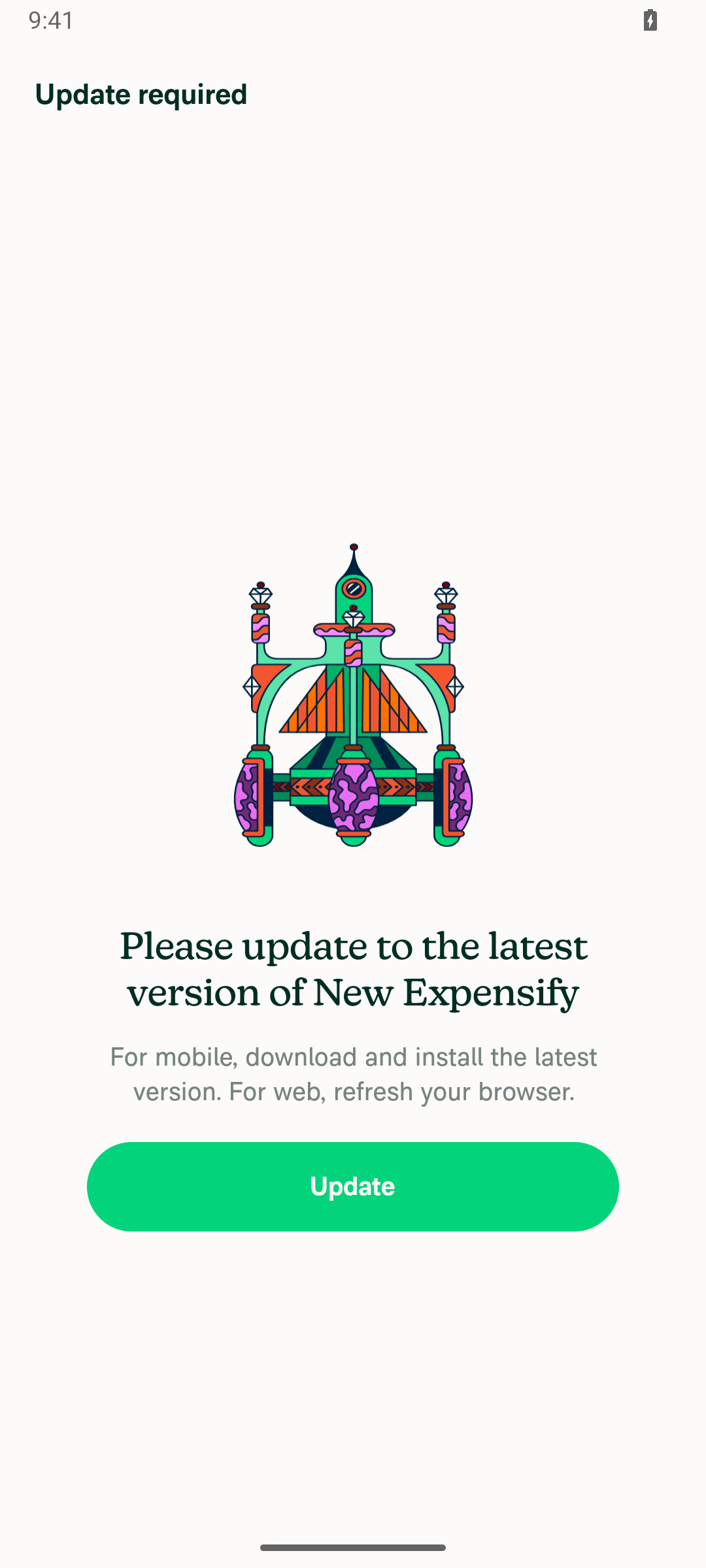 In-app Update required gate screen after dismissing RedBox