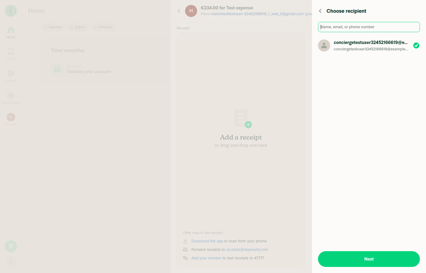Pressing back from confirmation correctly returns to the Choose recipient list, not the report