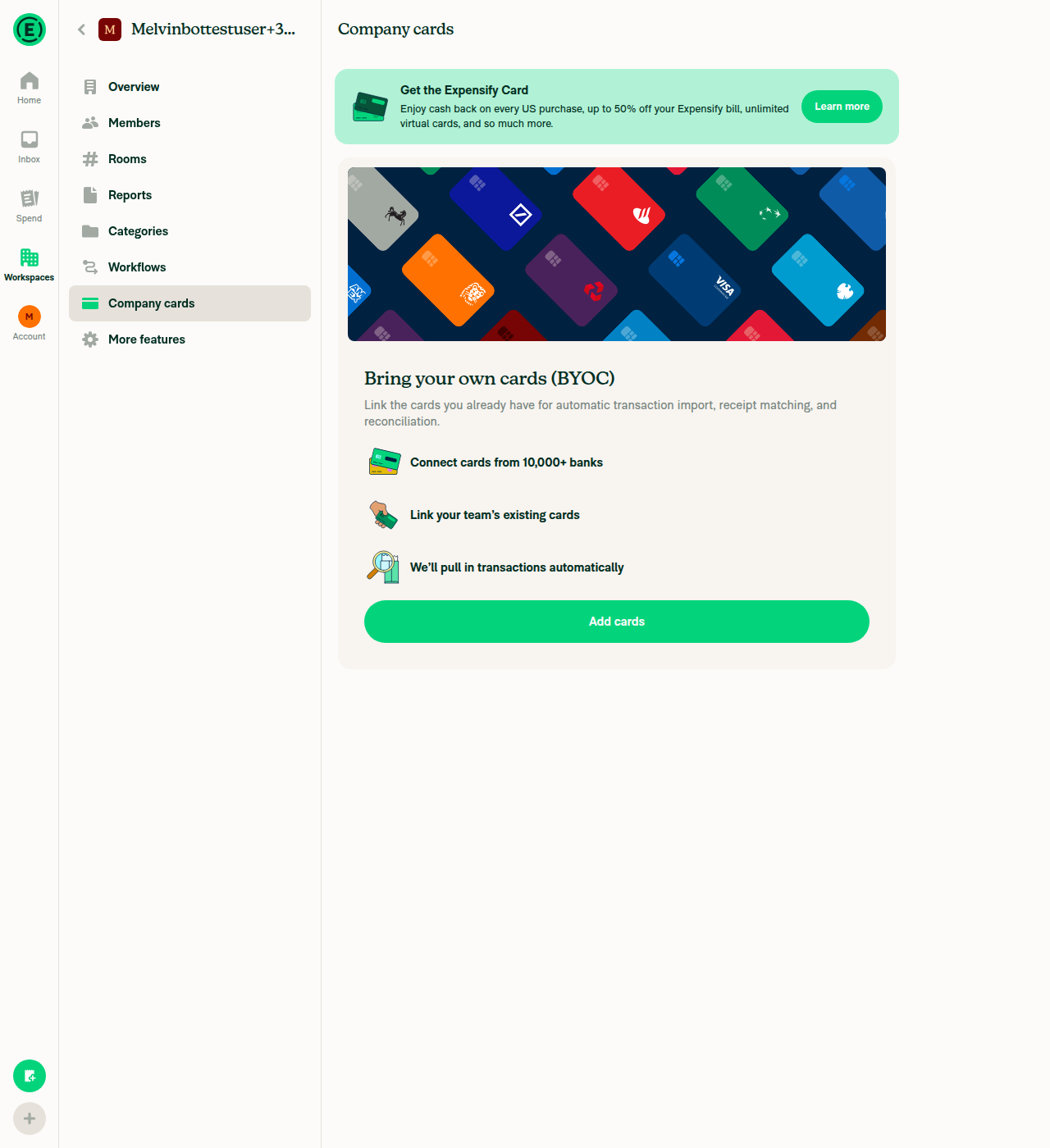 Back navigation from verify screen returns cleanly to Company cards empty state