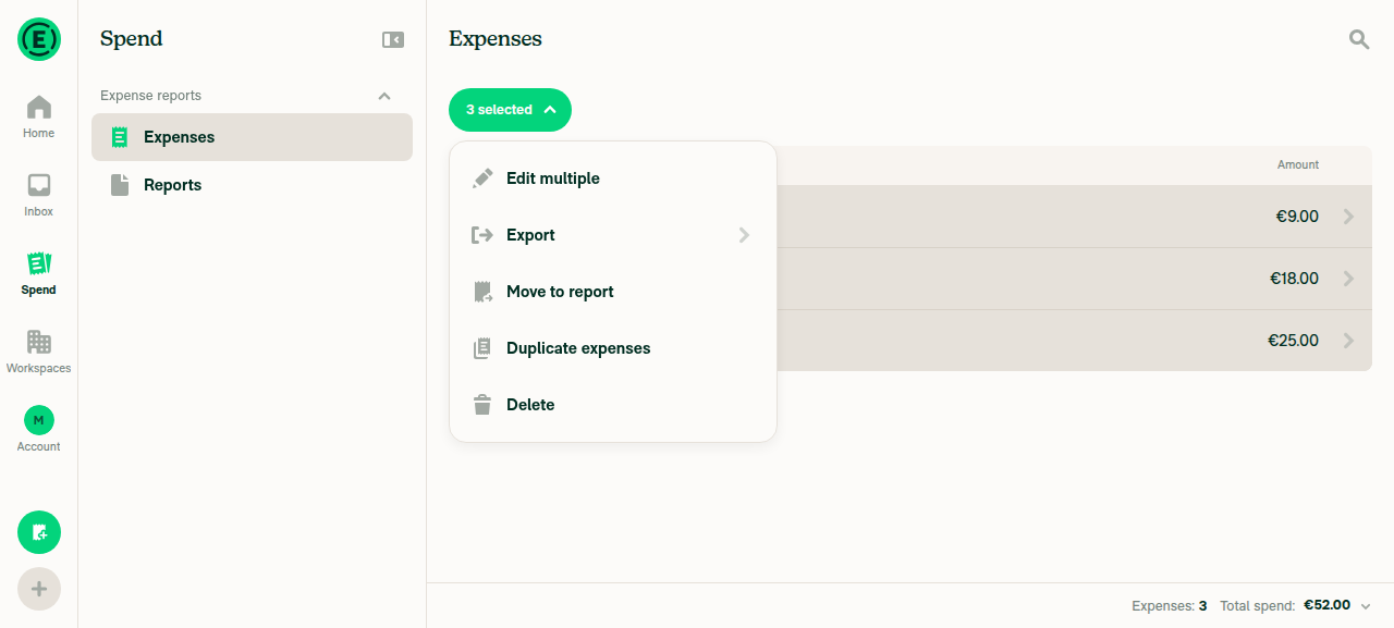 Bulk-actions dropdown menu open
