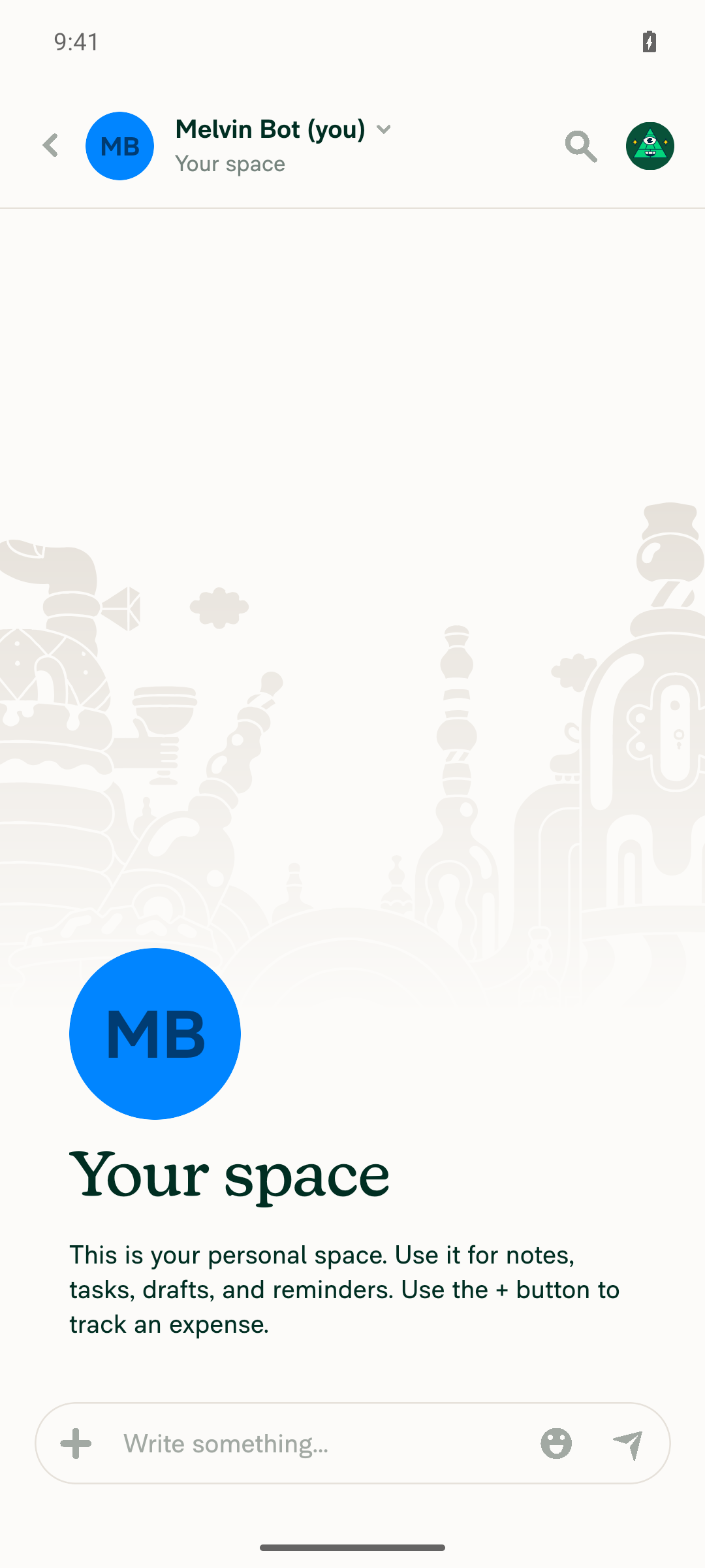 Opened 'Melvin Bot (you)' report/chat screen