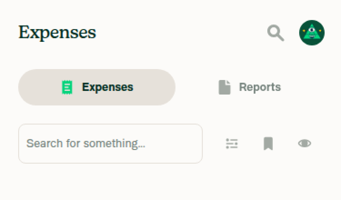 Zoomed crop of Spend tab row and search input
