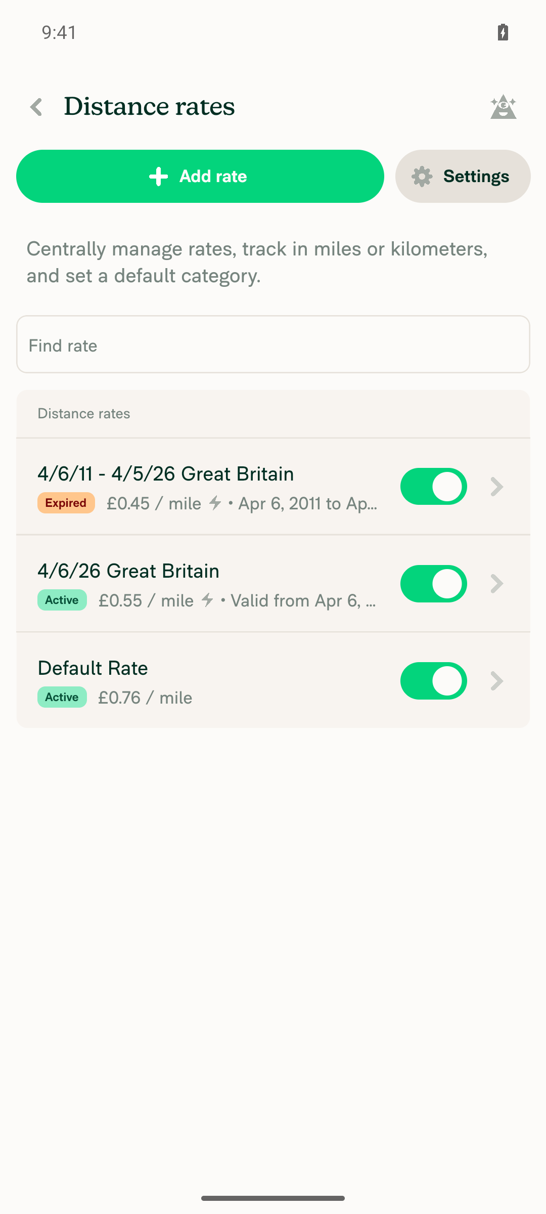 GB AMAP rates with lightning bolt