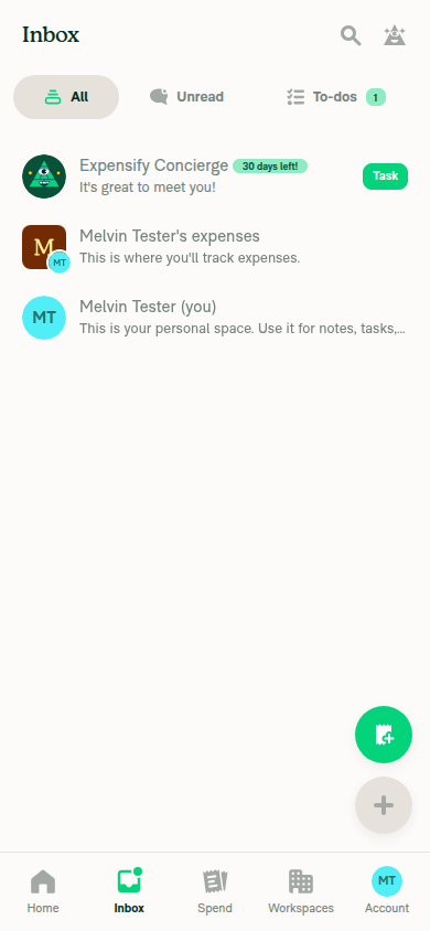 Inbox tab after visiting Reports tab, rendering normally