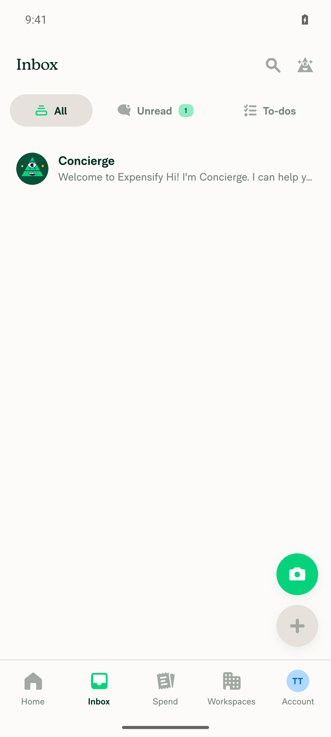 Inbox showing normally after visiting Reports tab, no error overlay