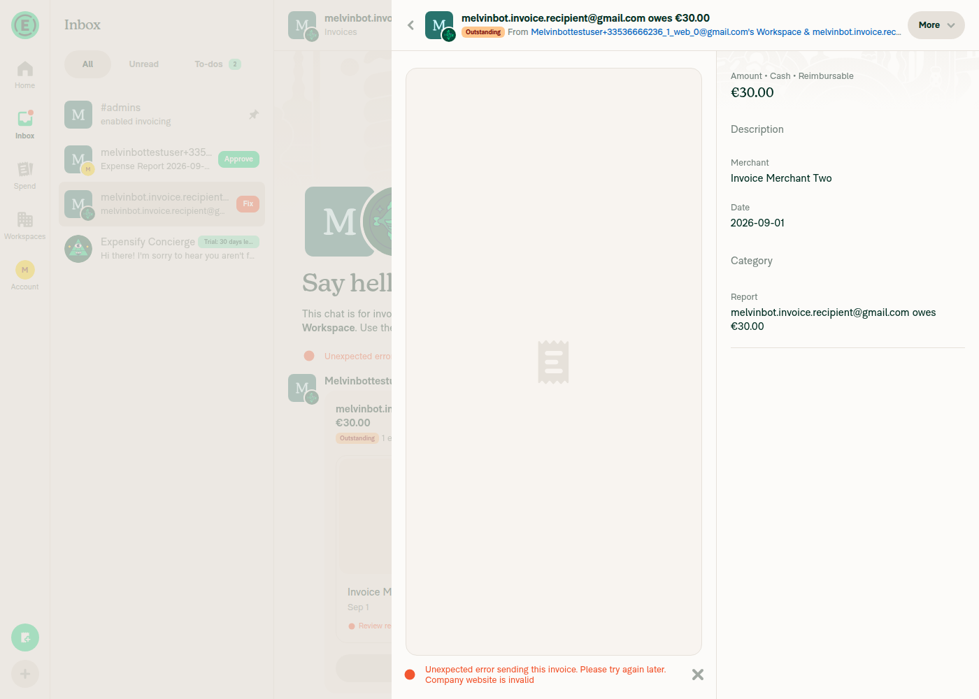 Invoice report transaction detail