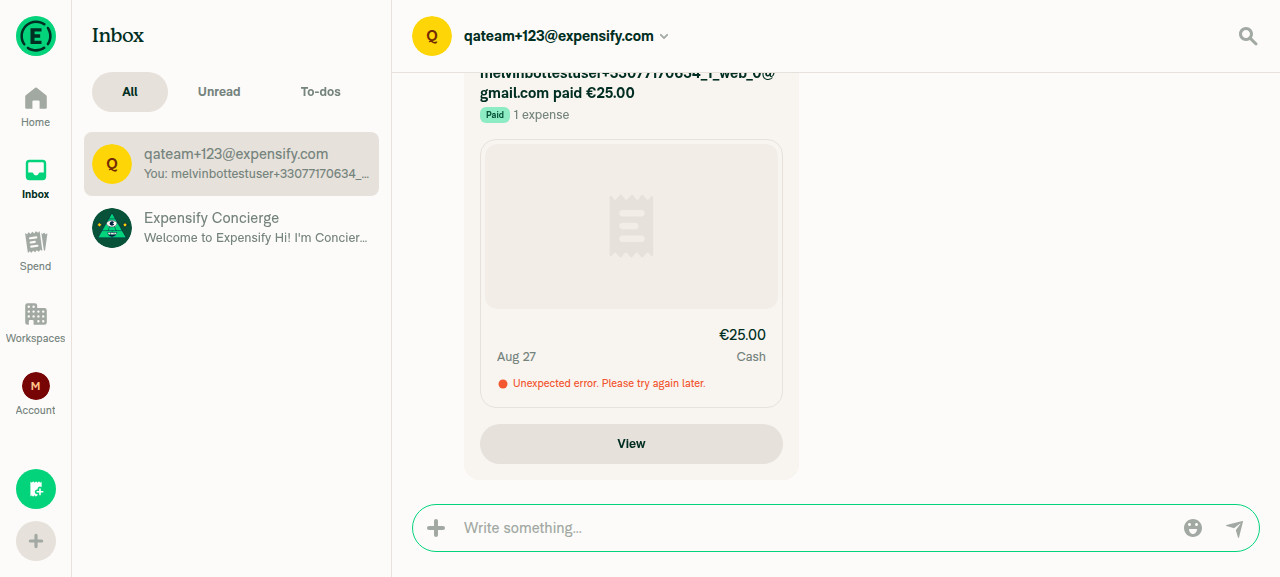 DM chat showing payment marked as paid
