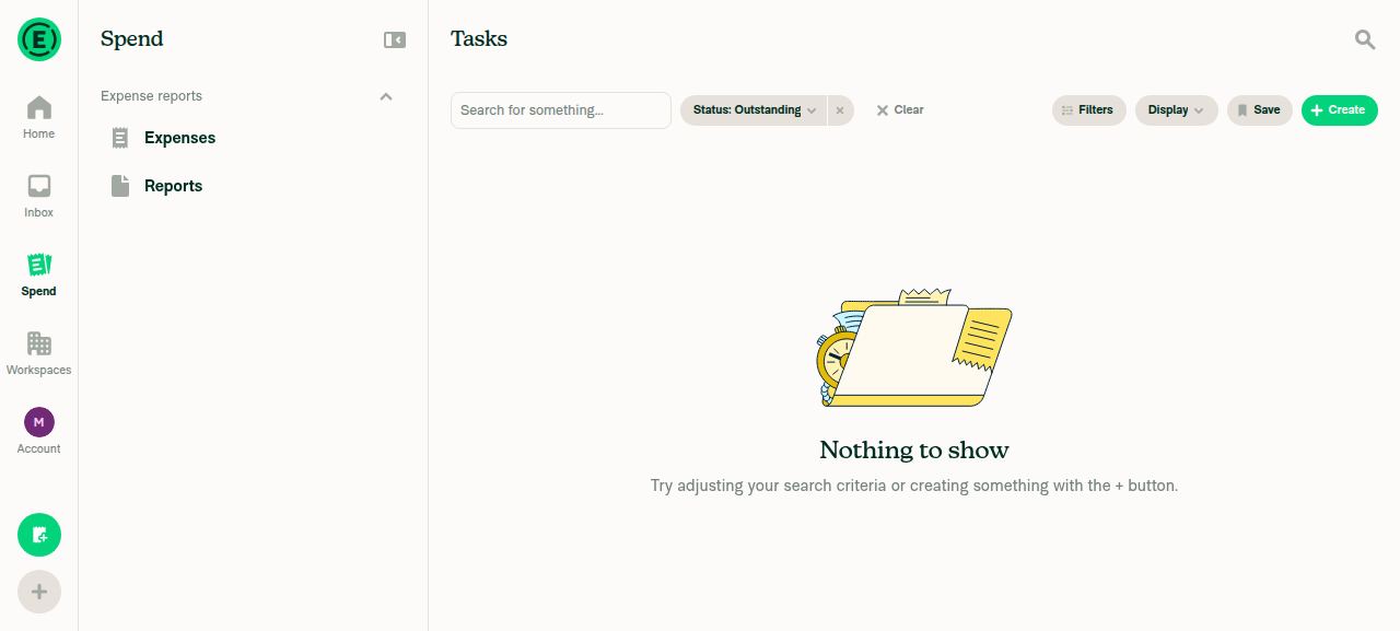 Outstanding task list empty with 'Nothing to show' after both tasks were completed