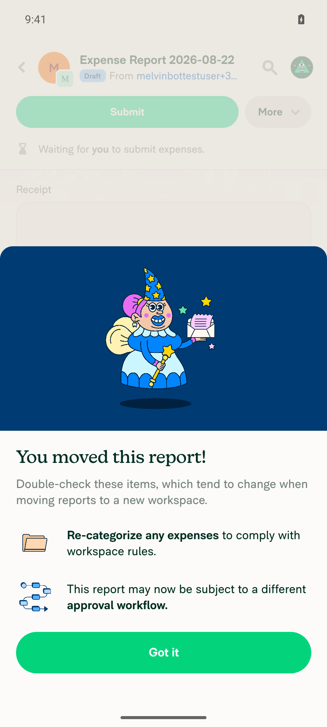You moved this report confirmation dialog after pressing Save